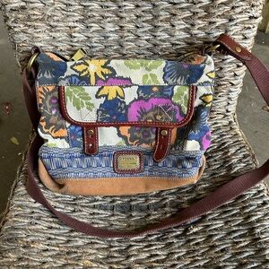 Fossil Multicolor Floral Canvas Crossbody Bag